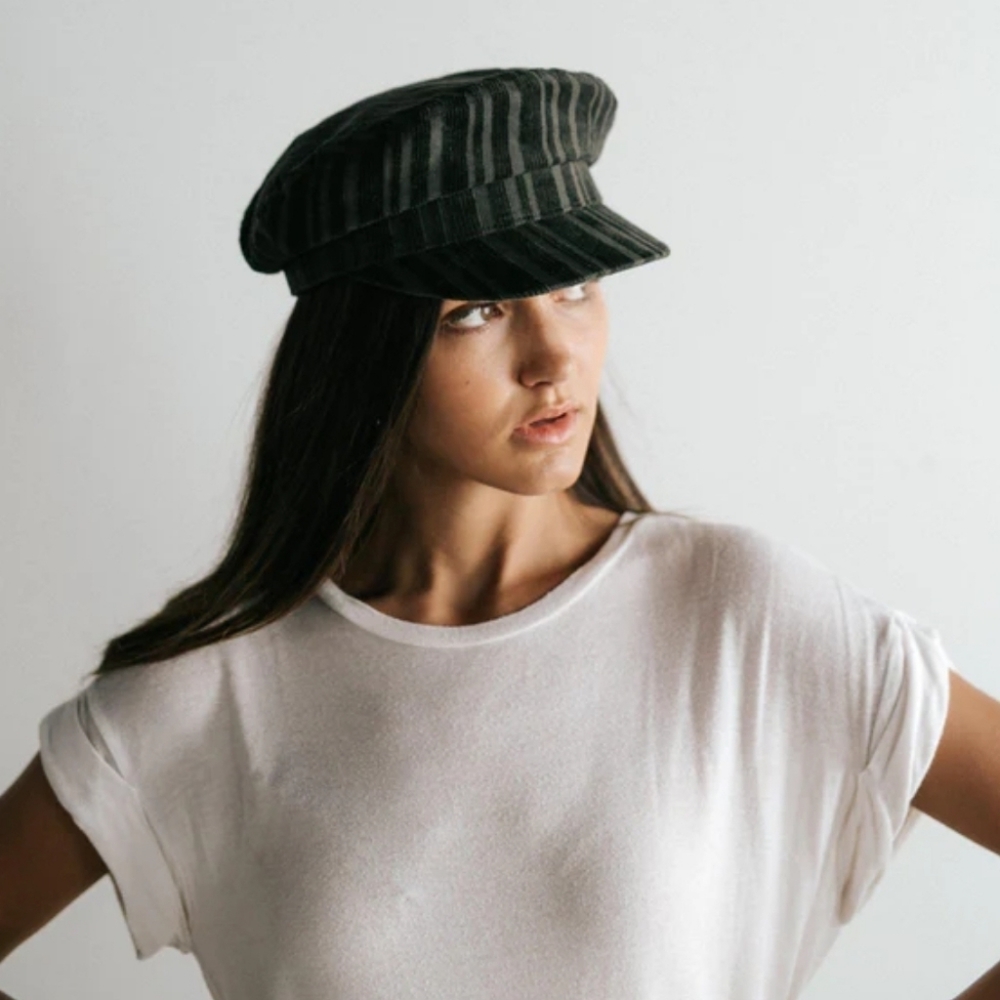Gigi Pip- NWT- Forest Green Curduroy Hat- Size 59 M/L